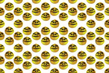 Seamless endless halloween pumpkin pattern. Festive autumn background. For design and printing. Jack's head background. All Saints' Day
