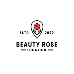 creative beauty rose location logo design