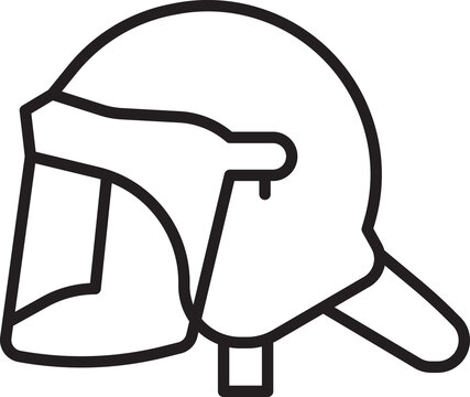 recommend clip art: Black line Police helmet icon isolated on white background. Military helmet. Vector.