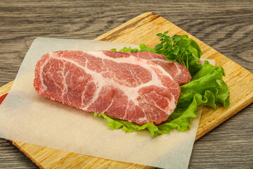 Raw pork meat neck steack