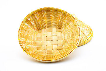wicker  bamboo basket isolated on white 