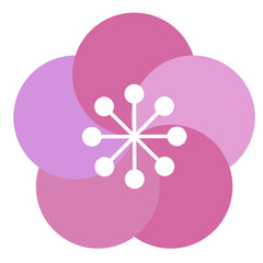 かわいい梅の花イラスト（桃色）