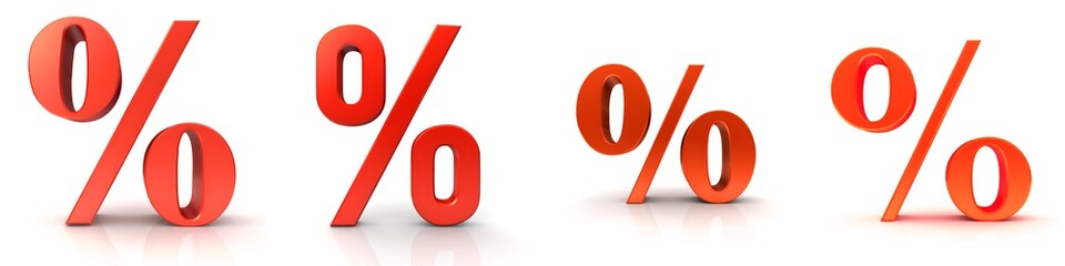 Sale Discount Price Percent percentage sign symbol interest rate red icon set 3d Rendering