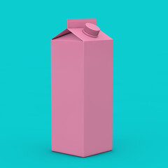 Blank Pink Milk or Juice Carton Box in Duotone Style. 3d Rendering