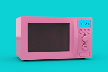 Pink Modern Microwave Oven as Duotone Style. 3d Rendering