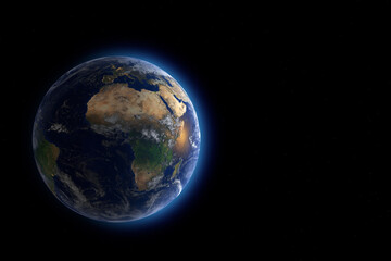 Blue Planet Earth Globe View from Space. Elements of this image furnished by NASA. 3d Rendering