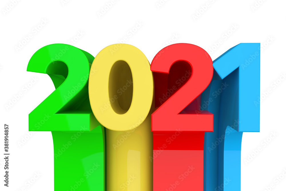 Aufkleber Abstract New 2021 Year Sign. 3d Rendering