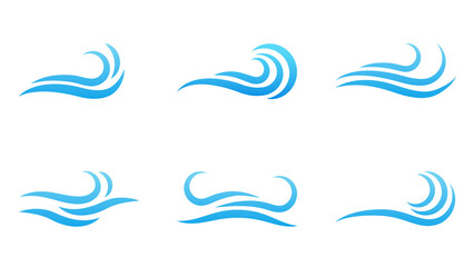 Fototapeta na wymiar Blue ocean water wave water vector symbol icon set isolated on white background
