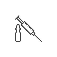 Insulin injection pen line icon. linear style sign for mobile concept and web design. Syringe and medical ampoule outline vector icon. Symbol, logo illustration. Vector graphics