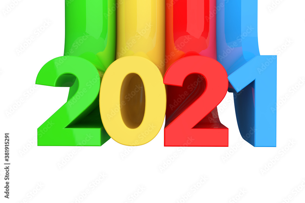 Poster abstract new 2021 year sign. 3d rendering