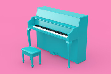 Music Concept. Blue Piano in Duotone Style. 3d Rendering