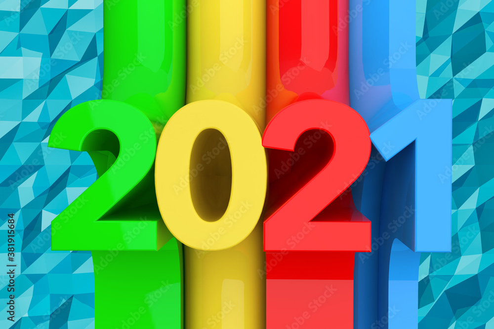 Poster Abstract New 2021 Year Sign. 3d Rendering