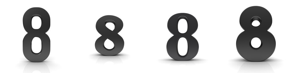 8 Eight number black 3d sign