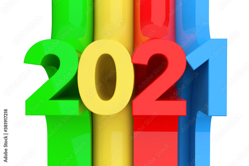 Aufkleber Abstract New 2021 Year Sign. 3d Rendering