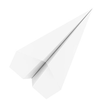 White Origami Paper Airplane. 3d Rendering