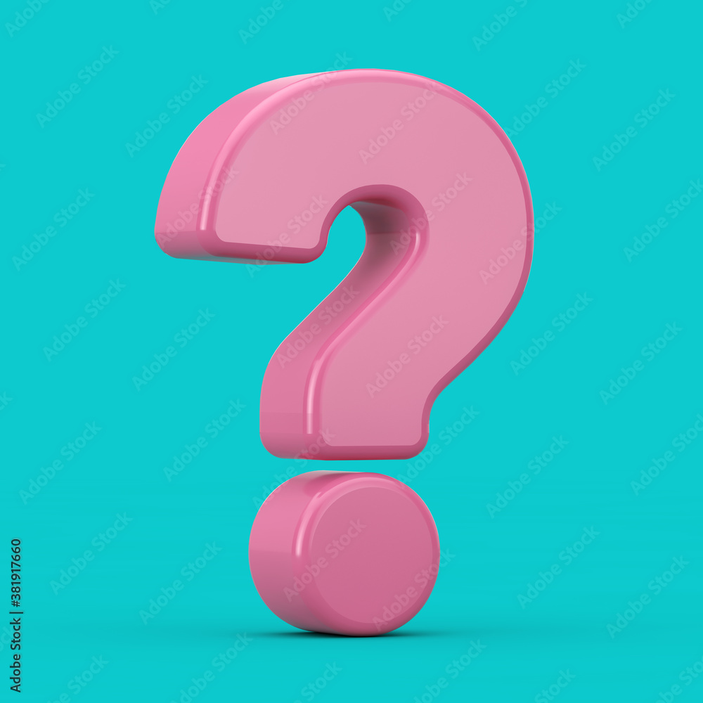 Aufkleber pink question mark sign as duotone style. 3d rendering