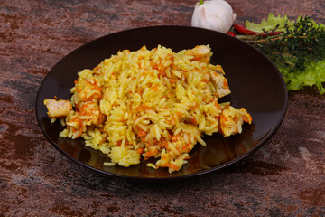 Traditional Pilaf with chicken and carrot