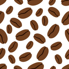 Seamless pattern of coffe in beans. Vector illustration