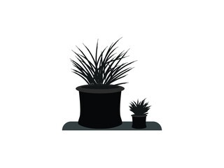 vector grass in pots on white background