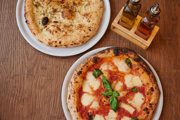 Pizza on a wooden board