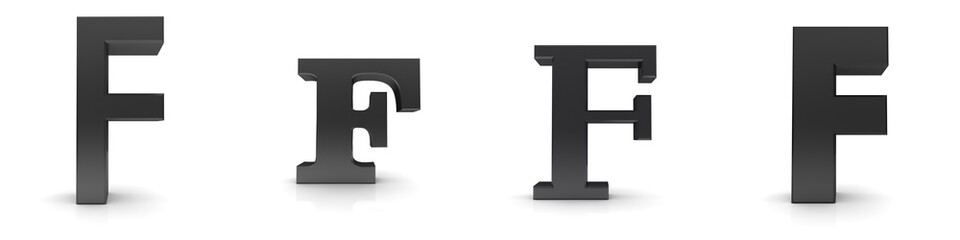 F letter black sign 3d alphabet capital letter