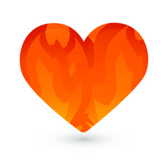 Fire Heart Love Emoji Icon Object Symbol Gradient Vector Art Design Cartoon Isolated Background.