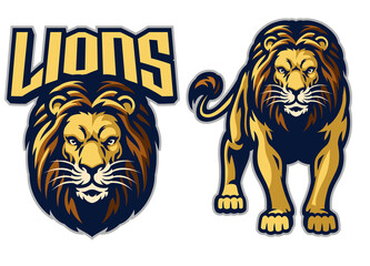 lion sport mascot in set