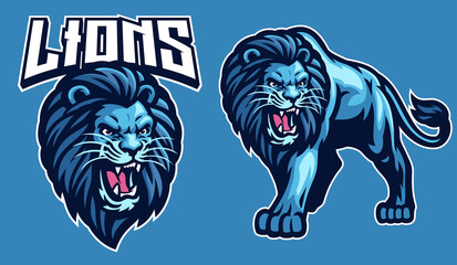 mascot sport of lion in set