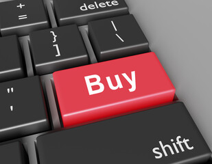 Buy concept. Word Buy on button of computer keyboard