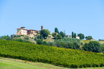 Fototapeta na wymiar Landscape panorama from Tuscany, in the Chianti region. Italy.