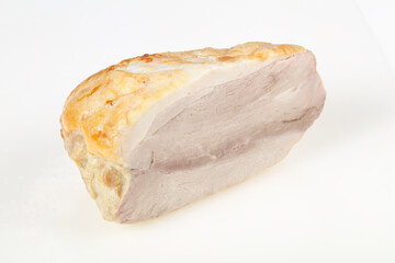 Smoked pork meat over white background