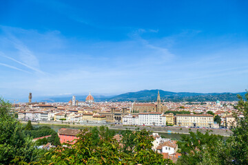 Fototapeta na wymiar Santa Maria Del Fiore. Panorama. Italy, Florence. The concept of tourism, travel, leisure. Mixed media