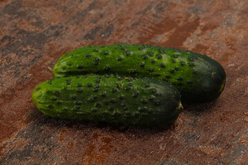 Ripe fresh green two cucumbers