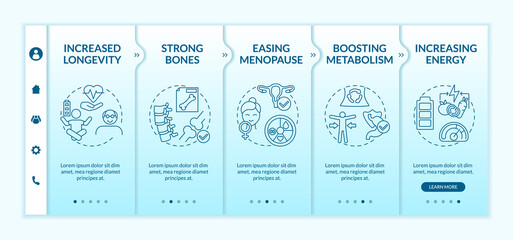 Vegetarianism pros onboarding vector template. Health improvement ideas. Vegan eating tips. Responsive mobile website with icons. Webpage walkthrough step screens. RGB color concept