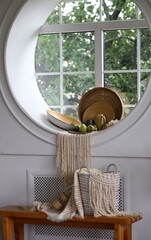 white round window decor interior