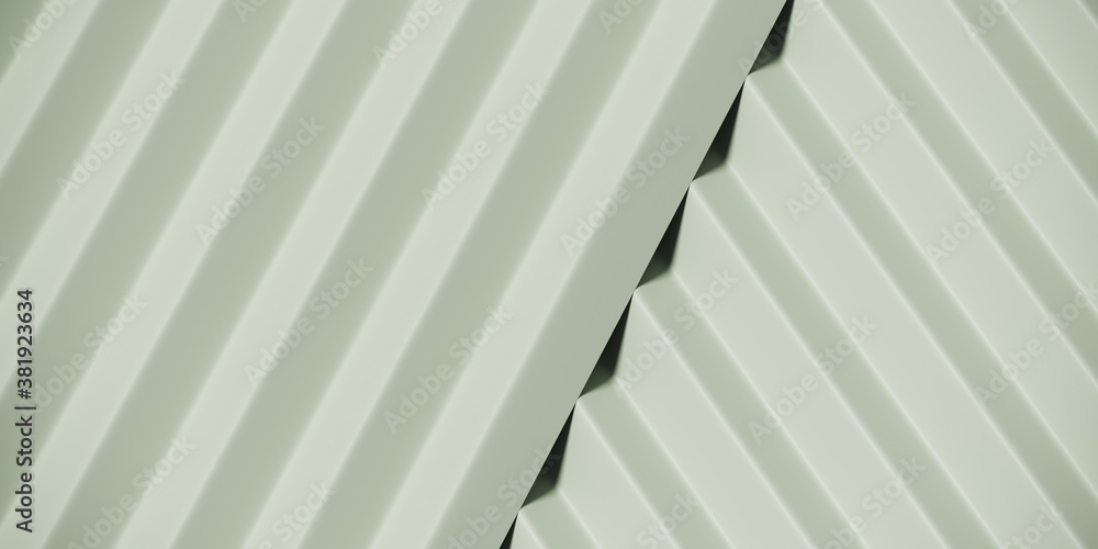 Poster minimal mockup background for product presentation. light green corrugated panel background. 3d rend
