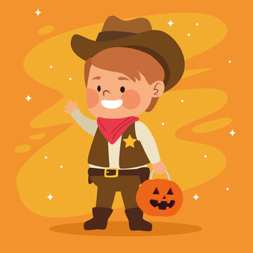cute little boy dressed as a cowboy character