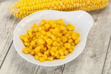 Young corn seeds in the bowl