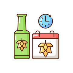 Saison beer RGB color icon. Brewing alcoholic drink. Traditional beverage production. Classic ale. Ale manufacturing. Bottled seasonal beer. Booze fermentation from hops. Isolated vector illustration