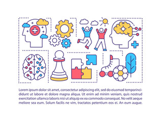 Keeping brain young concept icon with text. Intellectual activities and healthy lifestyle benefits. PPT page vector template. Brochure, magazine, booklet design element with linear illustrations