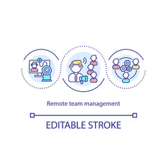Remote team management concept icon. Online work tools idea thin line illustration. Freelance and workspace. Work from home. Vector isolated outline RGB color drawing. Editable stroke