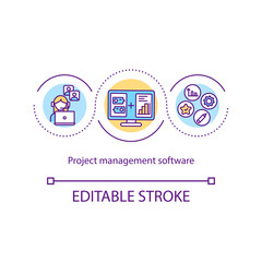 Project management software concept icon. Planning and scheduling idea thin line illustration. Team progress. Employee monitoring. Vector isolated outline RGB color drawing. Editable stroke