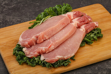Raw pork steak for cooking