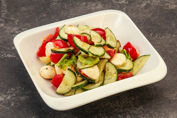 Salad with vegetables and mozzarlla