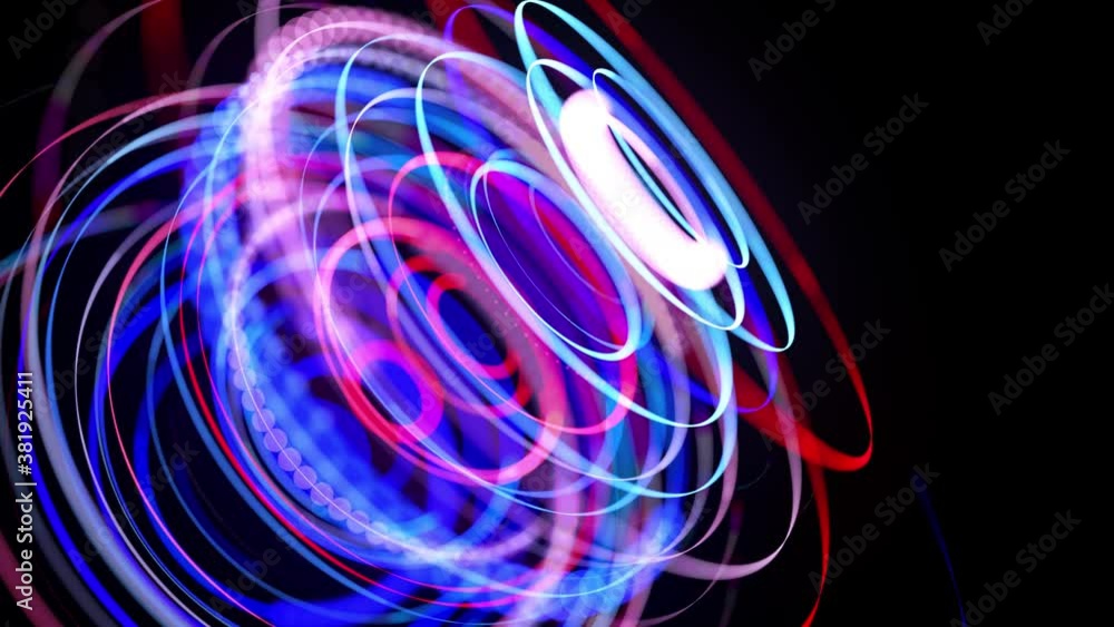 Aufkleber light flow in ring structure, bg in 4k. abstract looped background with light trails, stream of red 
