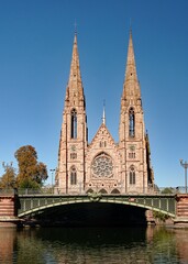 Fototapeta na wymiar View of the Saint Paul lutheran church in Strasbourg
