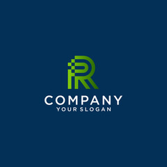 letter r logo designs in abstract modern minimalist flat for business