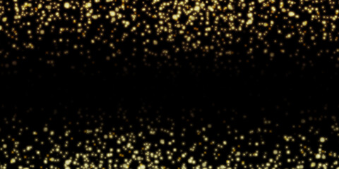 3d illustration Golden confetti falling on gold glitter background glittering festive party golden confetti glow on black background