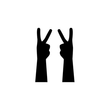 recommend clip art: Hand gesture icon set. Victory  hand symbol. Peace sign vector illustration. Black arms silhouette.