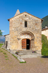 Fototapeta na wymiar The ancient Church of St. John in Tubre, Taufers im Münstertal, South Tyrol, Italy